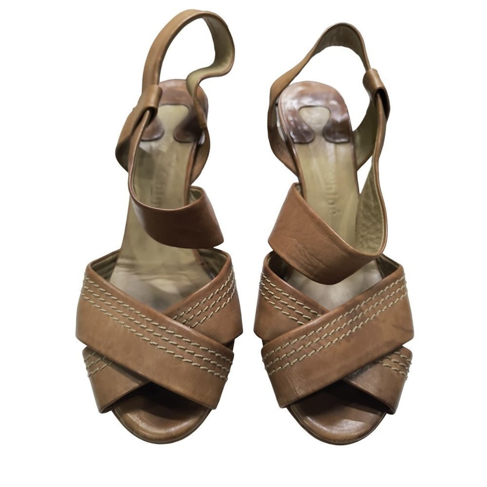 Vintage Chloe leather Wedge sandals Size 39.5 US Size US shoe size‎ 8.5. - Picture 4 of 13